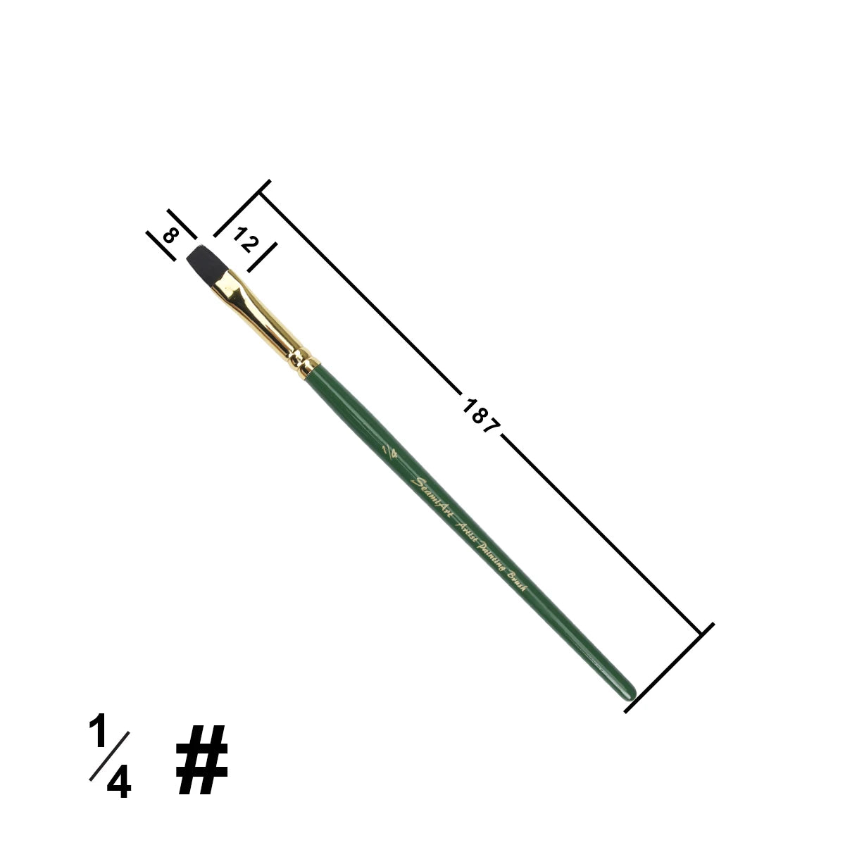 ArtFur – Green Nylon Flat Artist Paint Brush