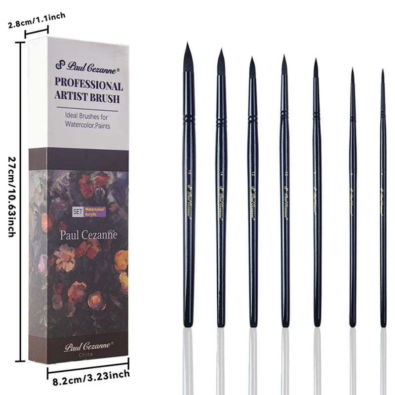 BrushVibe – 8-Piece Black Squirrel Hair Paintbrush Set