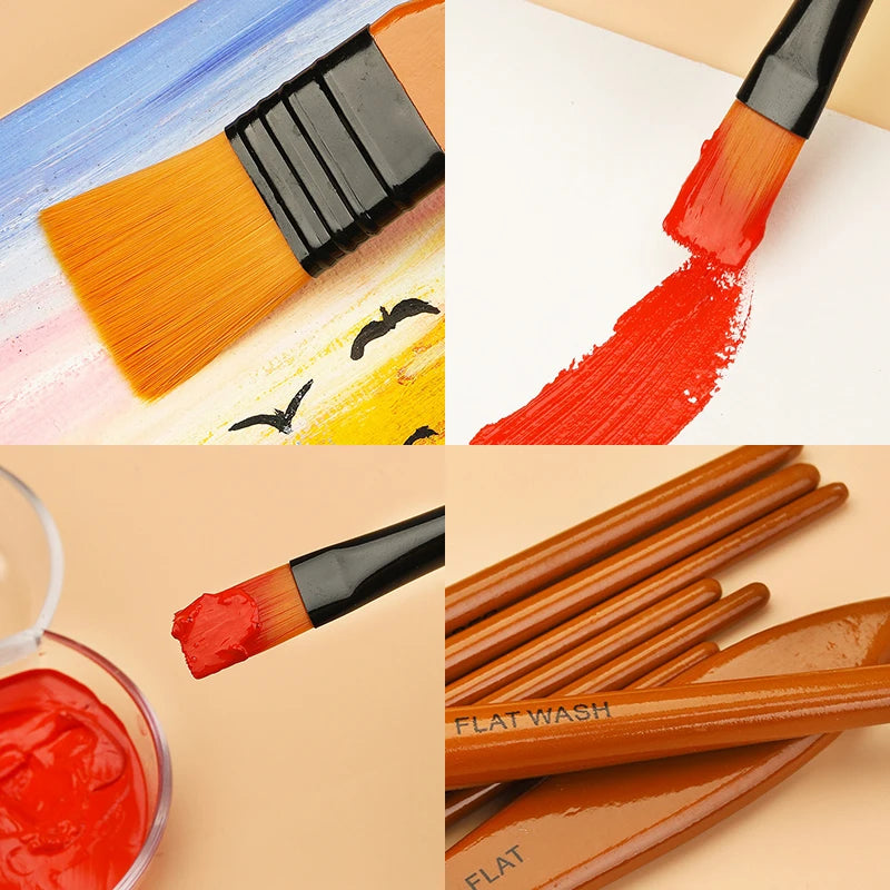 BrushAura – 10pcs Wooden Handle Painting Brush Set