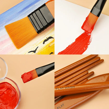 BrushAura – 10pcs Wooden Handle Painting Brush Set