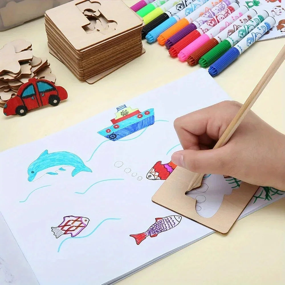 LearnoCraft – 20-Piece Montessori Drawing & Painting Stencil Set