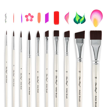 FaceVanta – 10-Piece Professional White Face Paint Brush Set