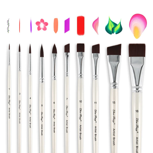 FaceVanta – 10-Piece Professional White Face Paint Brush Set