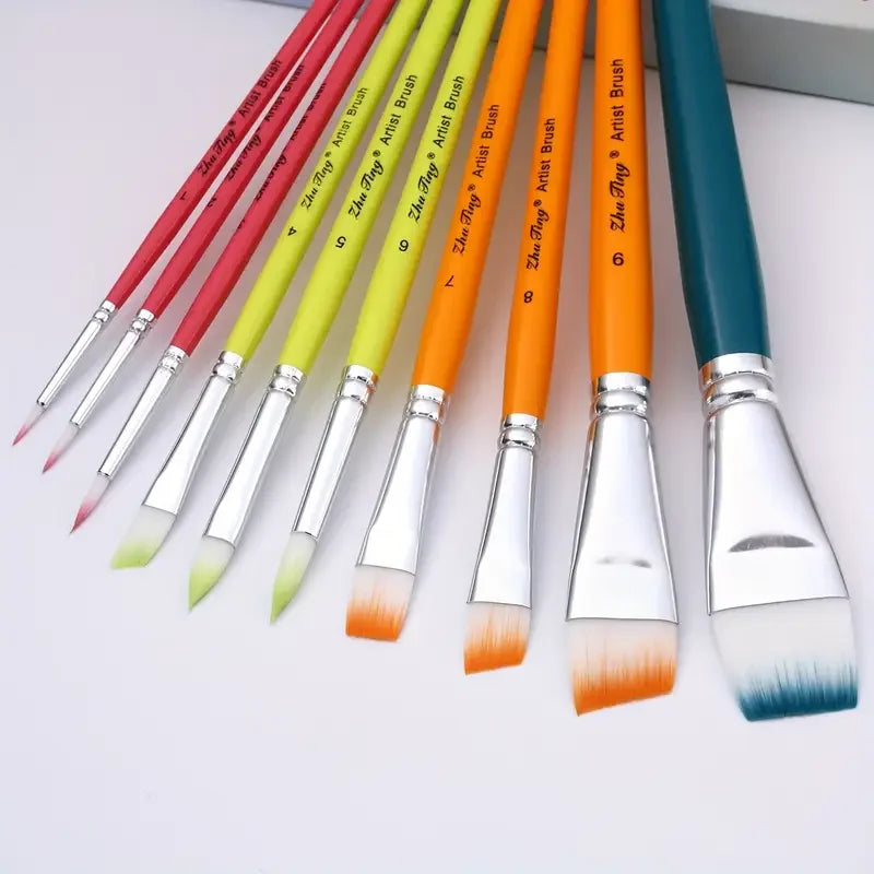 Auraline – 10 Piece Multicolor Watercolor Paint Brush Pen Set