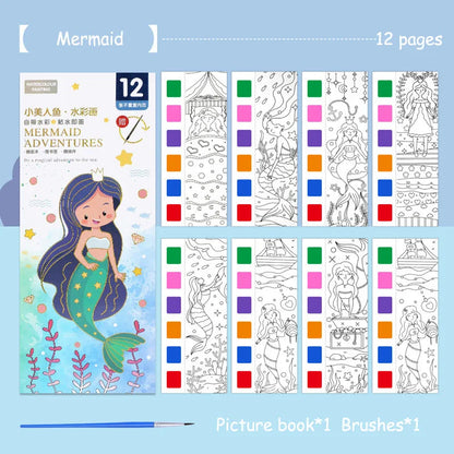 AquaTales – 12-Sheet Portable Watercolor Painting Book