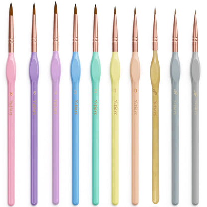 Pastelique – 10 Piece Colorful Fine Detail Paint Brush Set