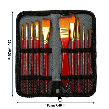 BrushAura – 10pcs Wooden Handle Painting Brush Set