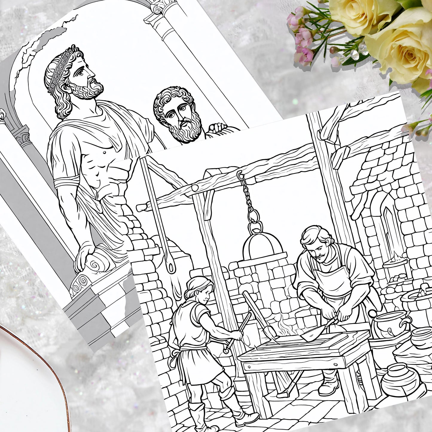 HeritageHue – Ancient Western Floral Coloring Book for Adults