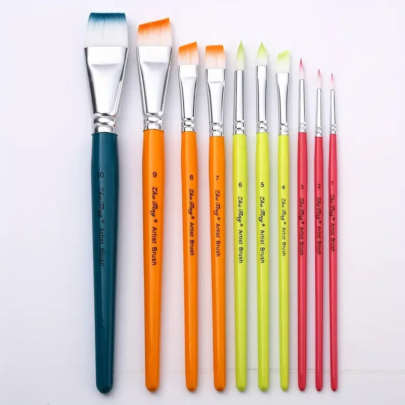 Auraline – 10 Piece Multicolor Watercolor Paint Brush Pen Set