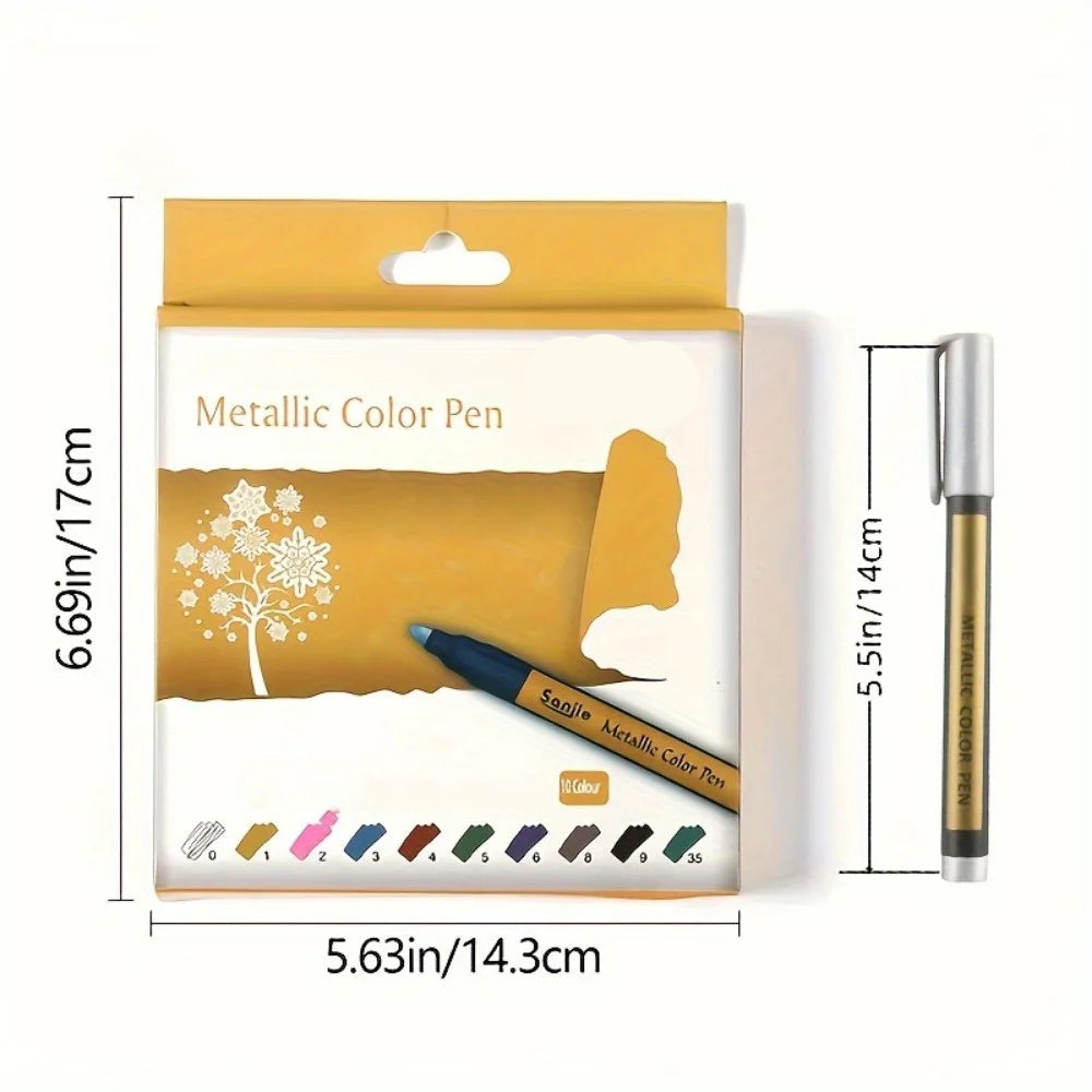 MetalShine – 10pcs Metallic Marker Pen Set
