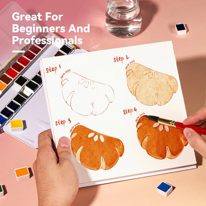 Aquarev – 24-Color Solid Watercolor Travel Set