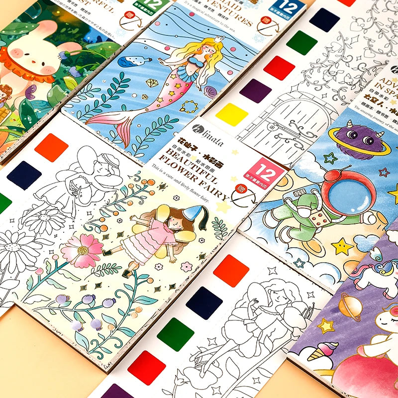 PastelPuff – Kawaii Watercolor Coloring Book Set