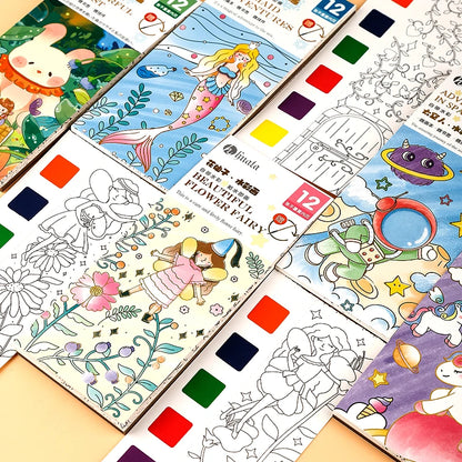 PastelPuff – Kawaii Watercolor Coloring Book Set