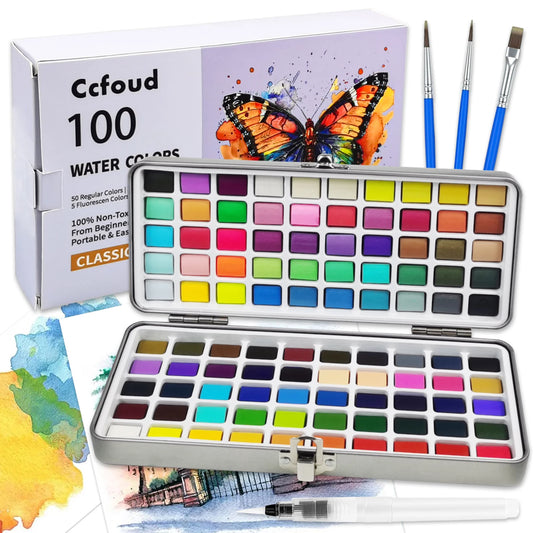 Chromanova – 100 Color Solid Watercolor Paint Set