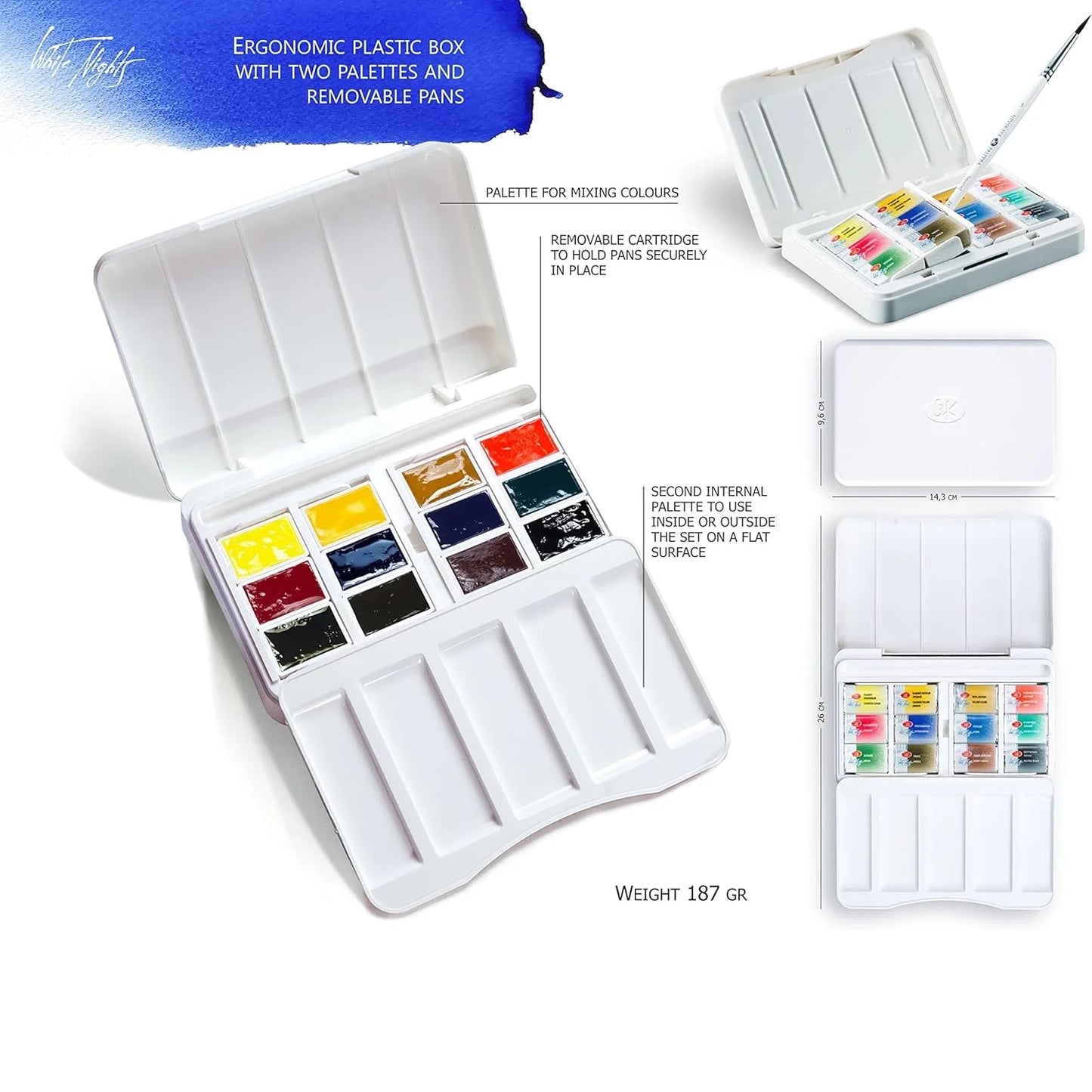 WhiteNite – Professional 12-Pan Watercolor Set