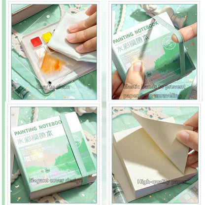 AquaNote – Portable Mini Watercolor Sketchbook with Paint Tray