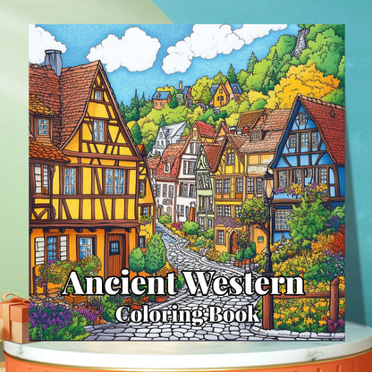 HeritageHue – Ancient Western Floral Coloring Book for Adults